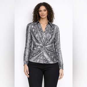 Michael Kors Silver Long Sleeve Fitted‎ Button Down Shirt​